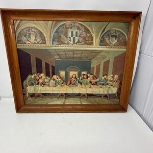 Vintage Framed & Finished Paint By Number THE LAST SUPPER Jesus Mid‎ Century